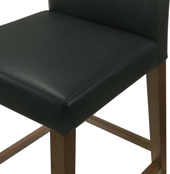 CHITA Counter Height Bar Stools Set of 3, 27" H Seat Height Upholstered Barstools, PU Leather in Black
