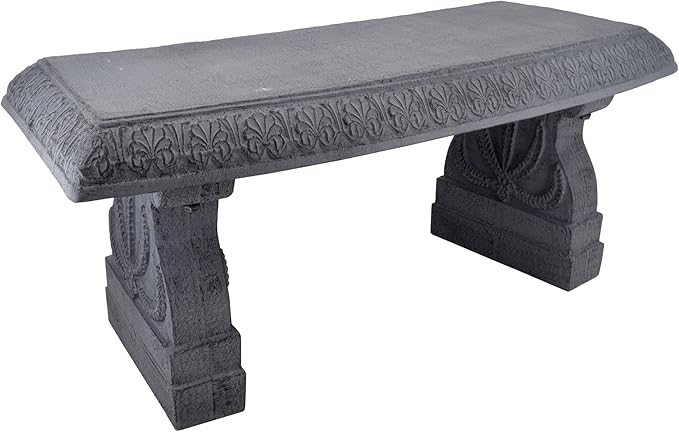 Arcadia Garden Products BE02 Fiberclay Garden, Outdoor Bench, Patio Seating for Front Porch Park Outside Furniture Decor, Gray