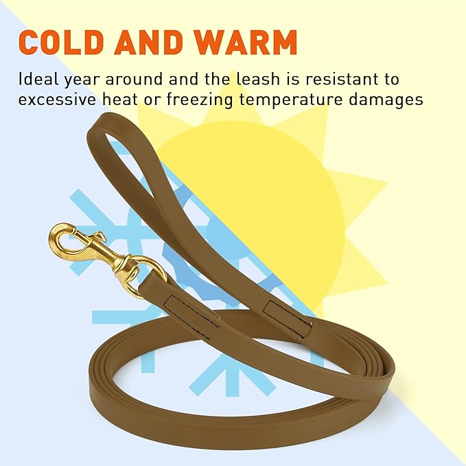 Viper Biothane K9 Working Dog Leash Waterproof Lead for Tracking Training Schutzhund Odor-Proof Long Line with Solid Brass Snap for Puppy Medium and Large Dogs, 10ft Coyote Brown