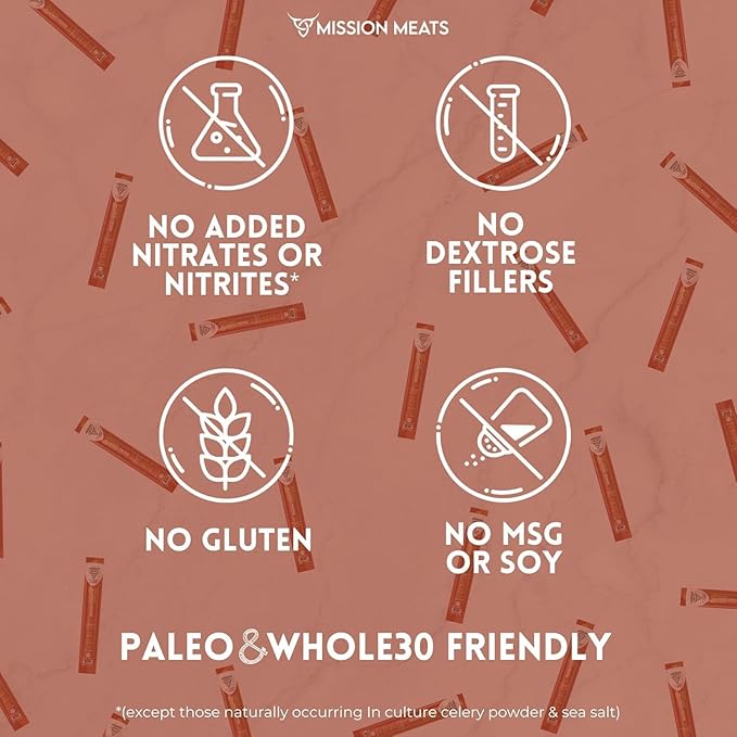 Mission Meats Beef Sticks – 100% Grass Fed & Pasture Raised, Sugar Free, Individually Wrapped Healthy Snacks, Whole 30 & Paleo Friendly, Jalapeno 1oz (Pack of 24)
