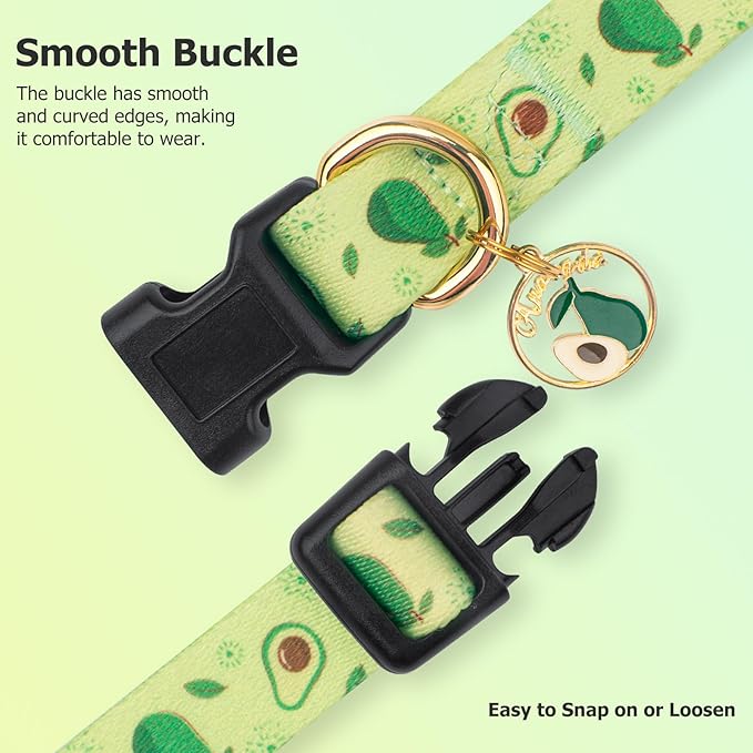 Handmade Dog Collar for Small Medium Large Dogs,Green Avocado with Pendant Fall and Winter Fashions Dog Collars (Medium)