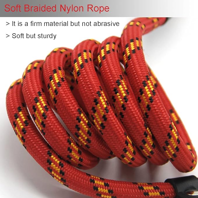 Red Brand 5 FT Adjustable Nylon Dog Rope Leash for Small Medium Dogs 10-80 lb Walking