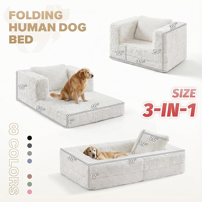 HABUTWAY Convertible Sofa Bed,3-in-1 Folding Futon Sofa Beds with Pillow, Foldable Sleeper Sofa Bed with Removable Cover,Plush Boneless Floor Chair Couch Lounge for Living Room,(Twin,White)