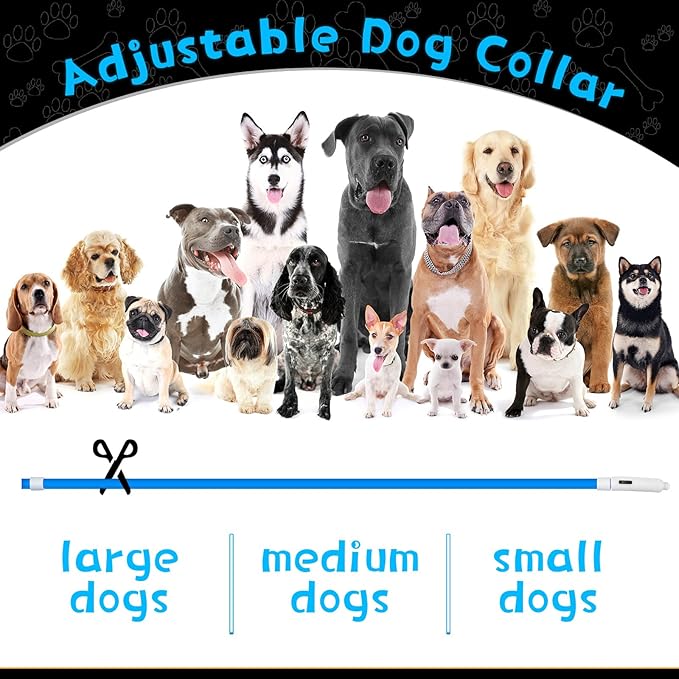 Weewooday 3 Pcs Dog Collar LED USB Rechargeable Lights Dog Necklace Collars Doggy Lights for Night Walking Adjustable Safety Lamp Pet Collars for Large Medium Small Puppy Pet(Blue,Classic Style)