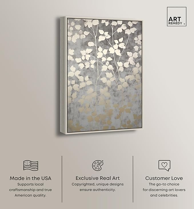 Art Remedy Silvery Gray Garden Canvas Elegant Floral Wall Art, Silver Frame, 10" x 15"