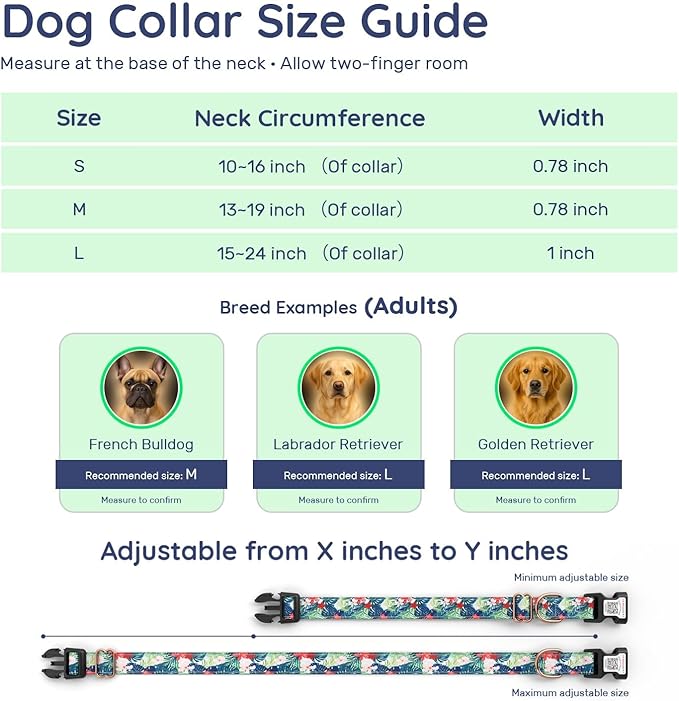 WhoseID Airtag Dog Collar,with Waterproof airtag Holder竊똎riginal Stylish Cute Pattern Design.QR Code ID Buckle竊똂omfortable Soft Cotton for Small Medium Large Dogs