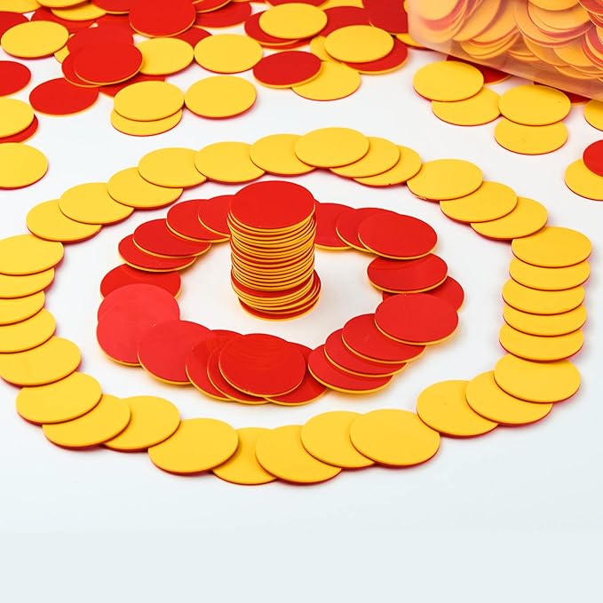 Plastic Two-Color Counter,Red/Yellow Two Side 1000 PCS,Counting Manipulatvies, Math Counters for Kids, Counting Chips