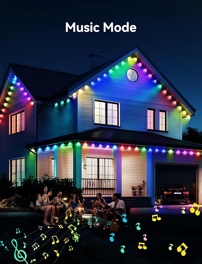 Permanent Outdoor Lights for House, RGB+IC IP67 Waterproof Smart Eave Lights 100ft with 72 LED, Eternity Lighting for Holiday Daily Decor, Work with Remote, APP
