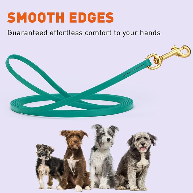 Viper Biothane K9 Working Dog Leash Waterproof Lead for Tracking Training Schutzhund Odor-Proof Long Line with Solid Brass Snap for Puppy Medium and Large Dogs, 20ft Blue Aqua