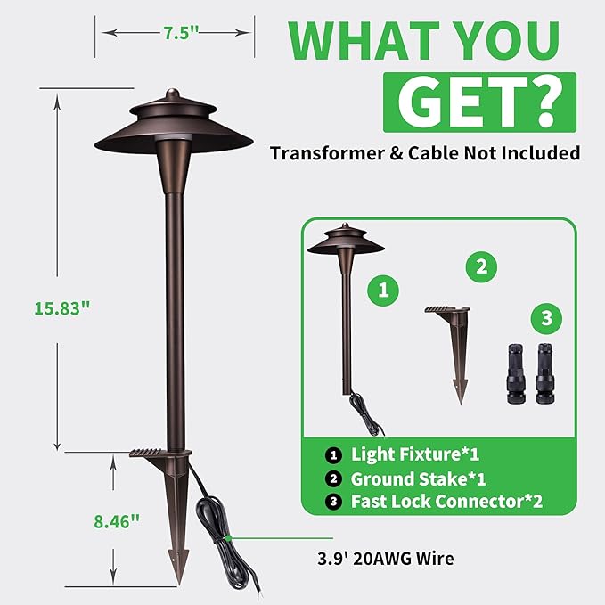 Hardwired Landscape Path Lights, Warm & Cool White Selectable Pathlight 12V, Low Voltage Walkway Light Waterproof, 5W 140LM ORB Metal Outdoor Lighting for Driveway Garden Sideway (8 Pack)