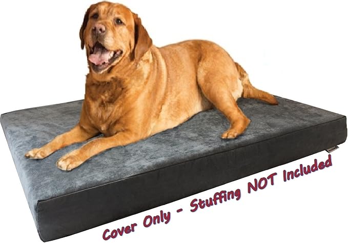 Dogbed4less DIY Pet Bed Pillow Grey Microsuede Duvet Cover and Waterproof Internal case for Large Dog at 55X37X4 Inch - Covers only