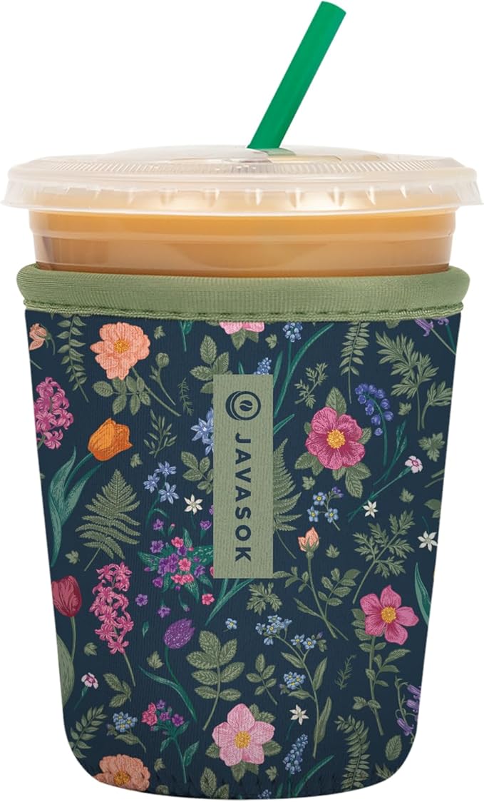 Sok It JavaSok Iced Coffee & Cold Soda Insulated Neoprene Cup Sleeve (Spring Noir, Small: 16-20oz)