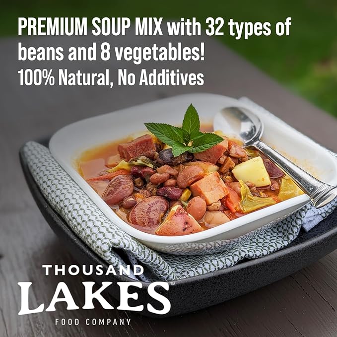 Thousand Lakes 32 Bean and 8 Vegetable Dry Soup Mix - 2-pack 16 ounces (2 pounds total) | Low Sodium | No Fat | High Fiber | 40+ Servings | Vegan