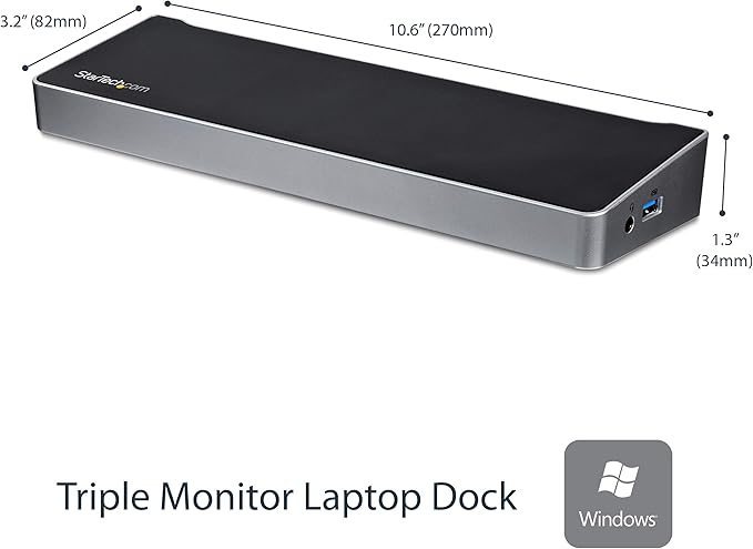 StarTech.com Triple Monitor USB 3.0 Docking Station, 2x 4K DisplayPort & HDMI, USB Type A Universal Laptop Dock, Windows/Mac, TAA