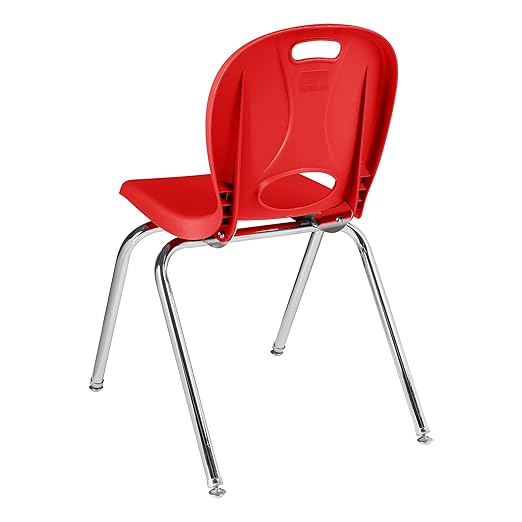 Learniture LNT-116-CSW-RD Learniture Structure Series Stackable School Chairs for Classroom, 16" Seat Height, Red, Pack of 4