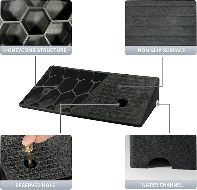 Rubber Curb Ramps for Driveway Curb Ramp 3.1 Inch Rise 2 Pack Threshold Ramp for Low Cars Ramps for Lawn Mower to Shed 7000lbs Load Capacity