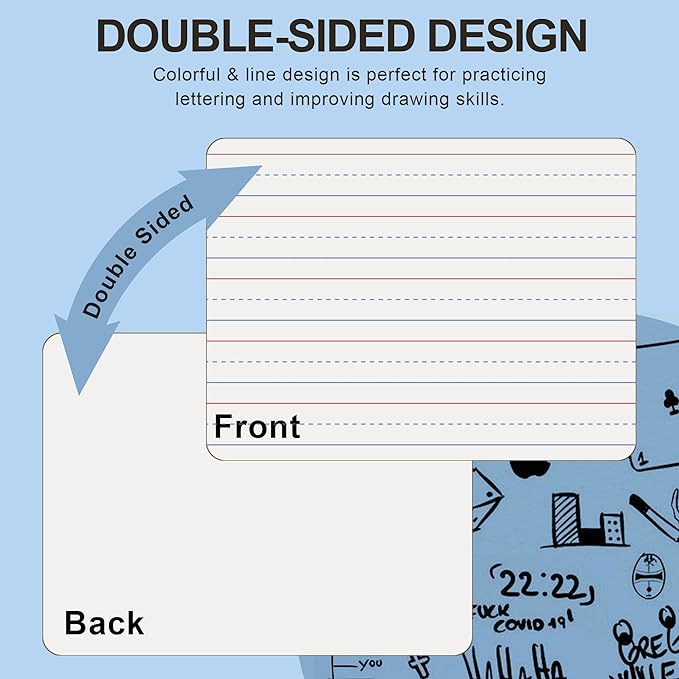 32 Pack Dry Erase Boards, 9"x12" Double Sided Easel Small Whiteboards with Lines for Kids, Education Teacher Classroom Bulk, Mini Portable Drawing Writing White Boards Lined Lapboards for Students