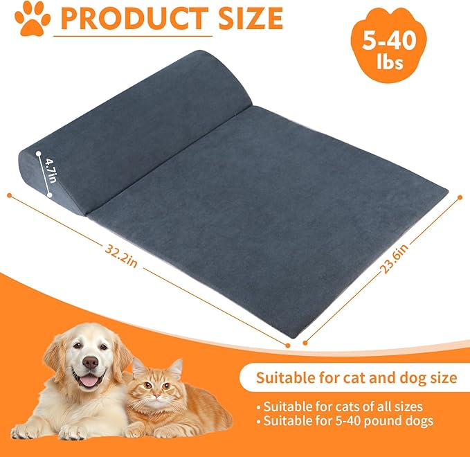 Dog Bolster Pillow for Large Dog, Benefit for Cervical Vertebra and Neck, Headrest with High Resilience Foam, Easy to Carry, Machine Washable Cover竊낰asy to Clean(Large)