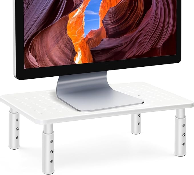 Monitor Stand Riser, 3 Height Adjustable Monitor Stand with Pen Holder, Dual Monitor Riser Laptop Riser for Office, Home, School Supplies, 1 Pack, White