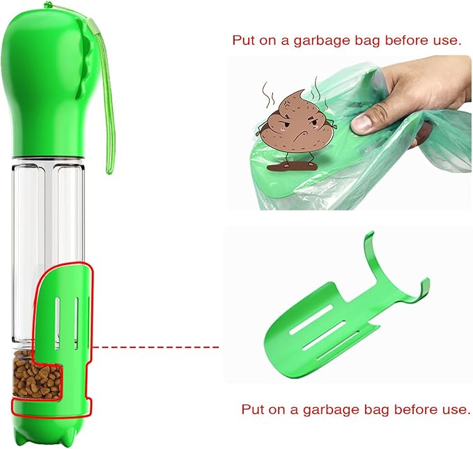 DoqiPaw Dog Travel Water Bottle Leak Proof No Spill Lead Leash Waterer Feeder Accessory Alternative to Dispenser Portable Pet Bowl Large Dogs(500ml) (Green)