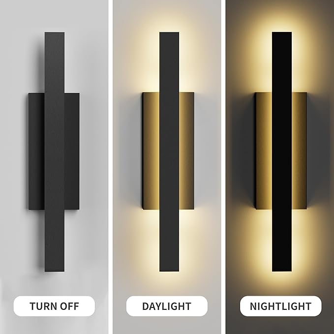LamQee 31 inch Aluminum Long Outdoor Wall Lights, 3000K 1600LM 32W LED Modern Exterior Lighting Fixtures, IP65 Waterproof Matte Black Linear Outside Sconce Wall Mount for House Porch Patio Garage Door