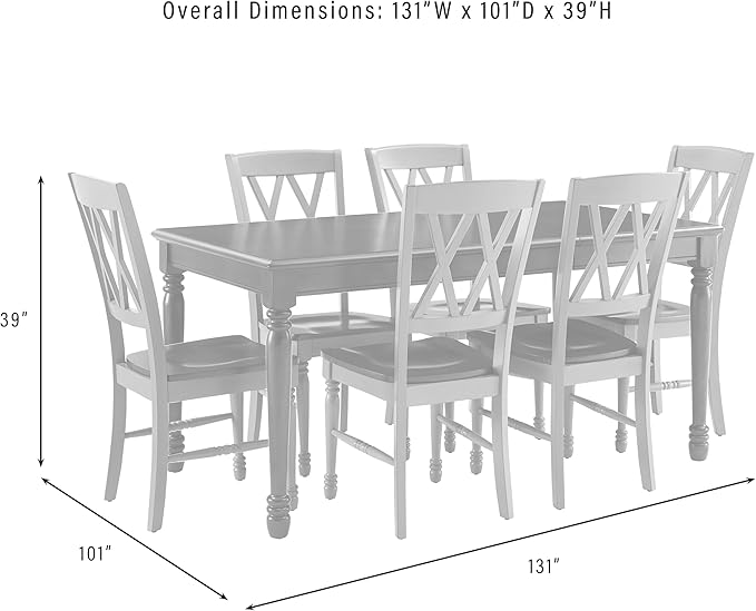 Crosley Furniture Shelby 7-Piece Traditional Dining Table Set for 6, Dinner Tables with Kitchen Chairs, Navy/Dark Cherry