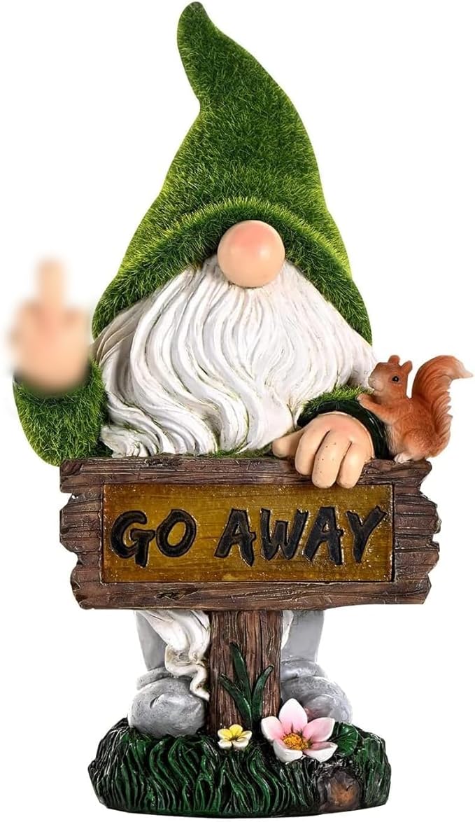 ASAWASA Gnomes Decorations for Yard with Solar LED Light,Large Outdoor Funny Garden Lawn Gnome Decor(Tall 10 Inches)