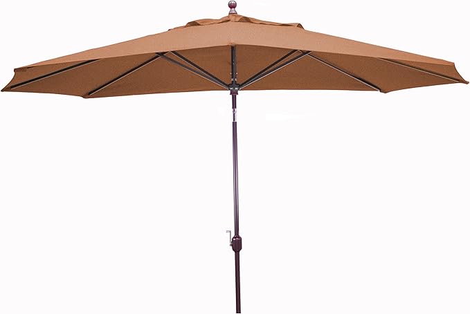 Galtech Deluxe Stand Alone Umbrella for Patio with UV Protection Auto Tilt Crank System (8Ft X 11Ft Ant.Bronze Frame Sunbrella: Brick)