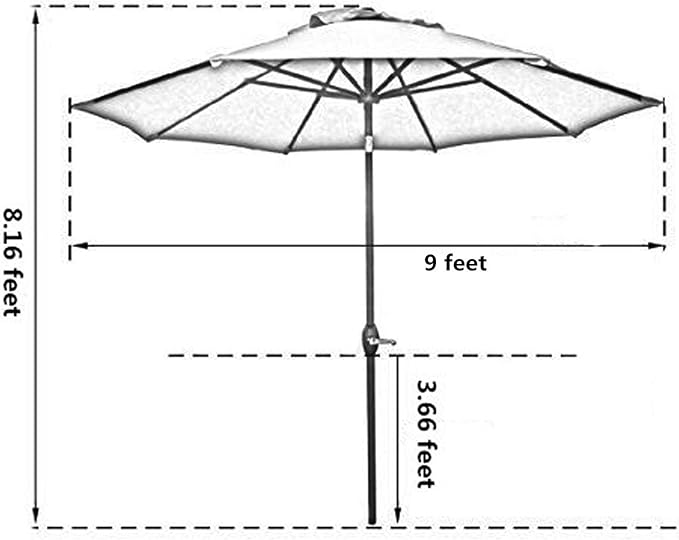 Sunnyglade 9' Patio Umbrella Outdoor Table Umbrella with 8 Sturdy Ribs (Dark Green)