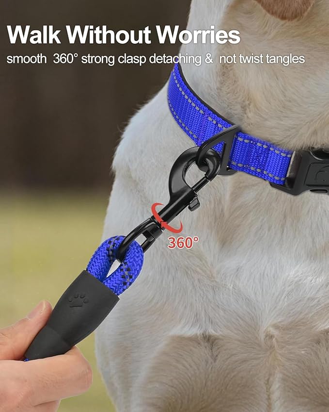 Joytale Dog Leash for Small Dogs, Heavy Duty Nylon Leashes with Comfortable Padded Handle and Highly Reflective Threads, Ideal for Walking and Training, Navyblue, 5'횞3/8''