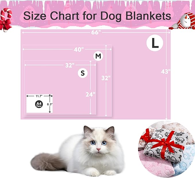 Stuffed Premium Soft Dog Blanket, with Flannel Grey Cute Paw Print, Cat Blanket Puppy Supplies Dog Products Stuff Essentials(Pink 32x40 inches)