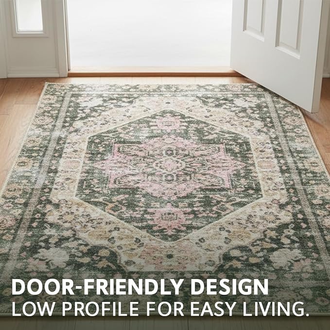 Muddy Mat짰 Eden 2ft x 7ft Washable Area Rugs for Living Room, Bedroom & Dining Room ??Modern Soft Low Pile Non Slip Carpet ??Pet Friendly Waterproof Foldable Rugs for Home