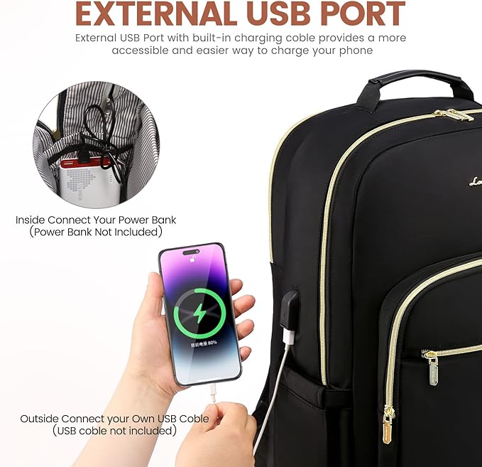 LOVEVOOK Laptop Backpack for Women 18.4 inch,Cute Womens Travel Backpack Purse,Professional Laptop Computer Bag,Waterproof Work Business College Teacher Bags Carry on Backpack with USB Port,Black-2