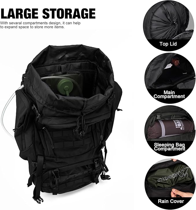 Mardingtop 60L Military Internal Frame Backpack for Hiking,Camping,Hunting,Rucksack Backpack with Rain Cover