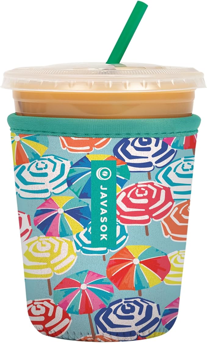 Sok It JavaSok Iced Coffee & Cold Soda Insulated Neoprene Cup Sleeve (Sicilian Sunsets, Small: 16-20oz)