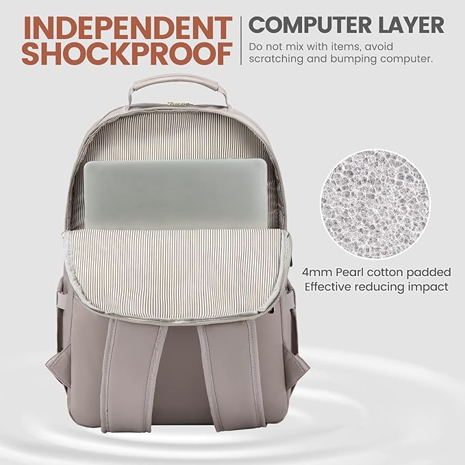 LOVEVOOK Laptop Backpack for Women 15.6 inch, Travel Backpack Purse,Professional Laptop Computer Bag,Waterproof Work Business College Teacher Bags Carry on Backpack with USB Port,Taro Grey