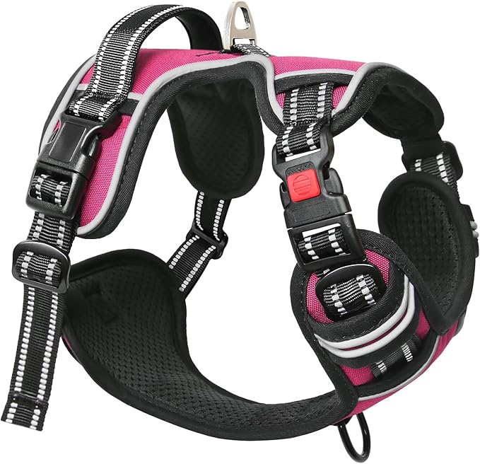 Timos No Pull Dog Harness, No Choke Front Lead Dog Reflective Harness, Adjustable Soft Padded Pet Vest with Easy Control Handle for Small Medium Large Dogs, S