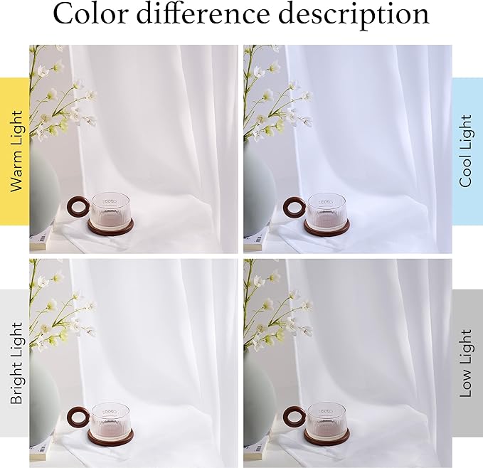NICETOWN White Sheer Curtains 63 inches Long 4 Panels, 42 inch Wide Rod Pocket Light Filtering Drapes Translucent Modern Voile Airy & Breathable Window Treatment for Kitchen