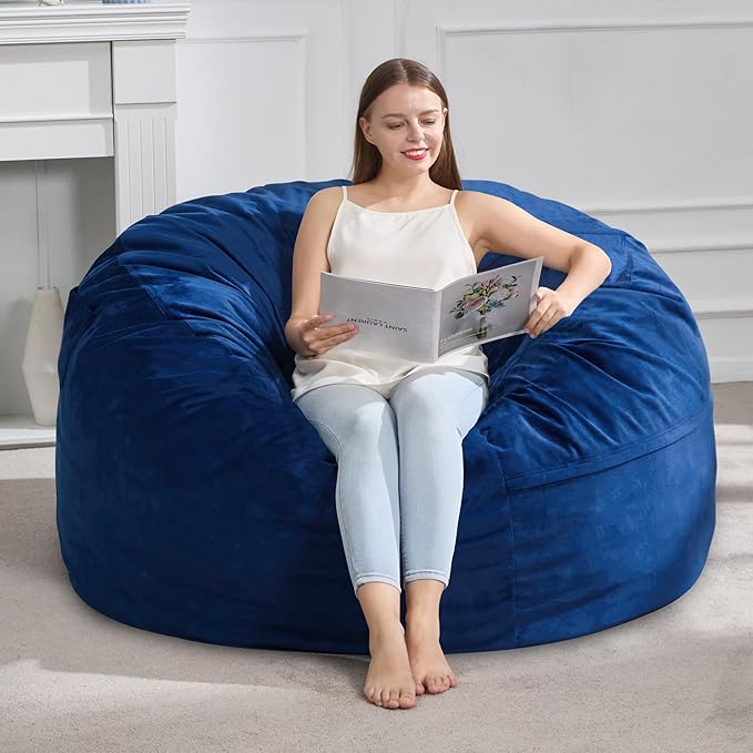 Hobestluk 4FT Bean Bag Chair Giant Bean Bag Chairs for Adults Large Bean Chairs with Removable Cover, Beanbag Chair with Filler, Adult Bean Bag Chairs for Living Room, Bedroom