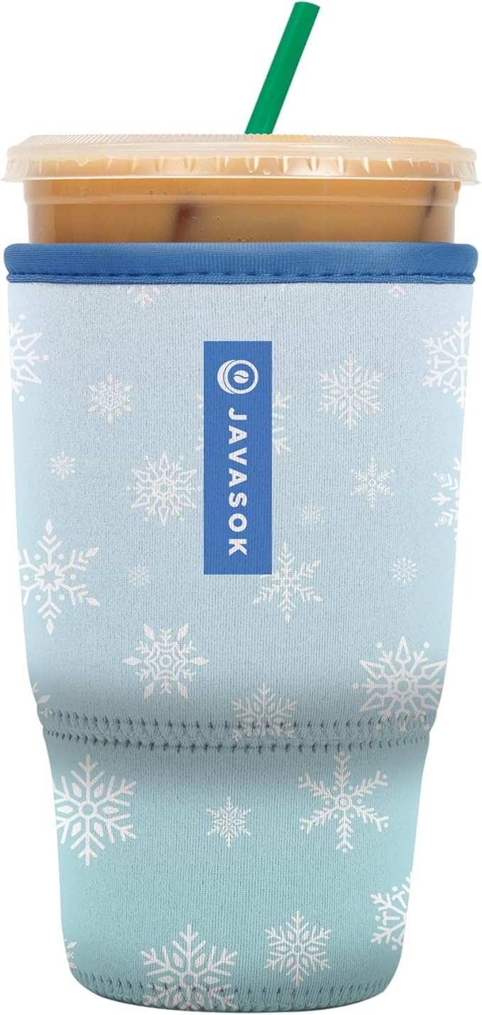 Sok It JavaSok Iced Coffee & Cold Soda Insulated Neoprene Cup Sleeve (Let It Snow, Large: 30-32oz)