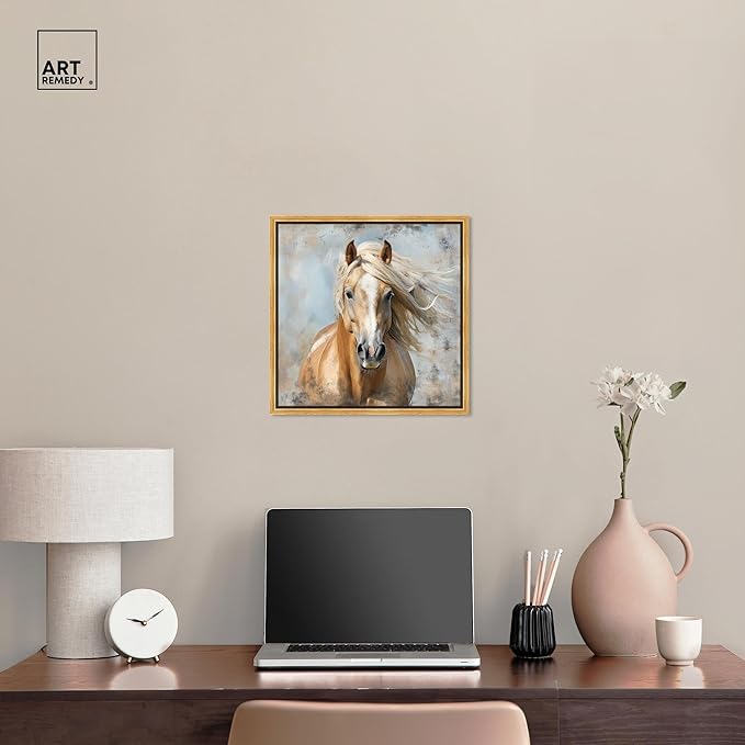 Art Remedy Rustic Rider Canvas Horse Wall Art, Gold Frame, 16" x 16"