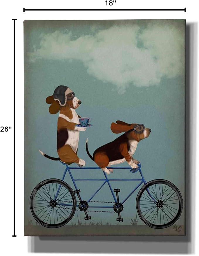 Epic Graffiti 'Basset Hound Tandem' by Fab Funky Canvas Wall Art, 18"x26"