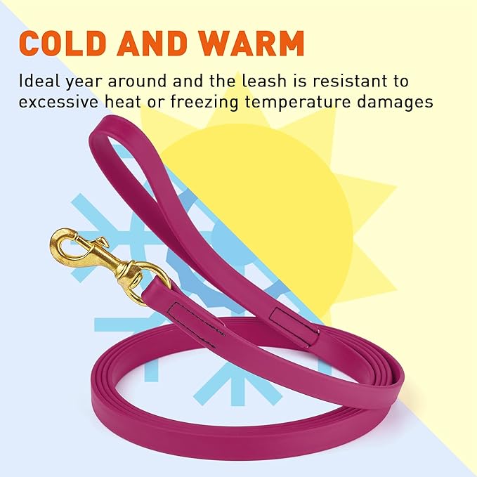 Viper Biothane K9 Working Dog Leash Waterproof Lead for Tracking Training Schutzhund Odor-Proof Long Line with Solid Brass Snap for Puppy Medium and Large Dogs, 10ft Magenta Pink