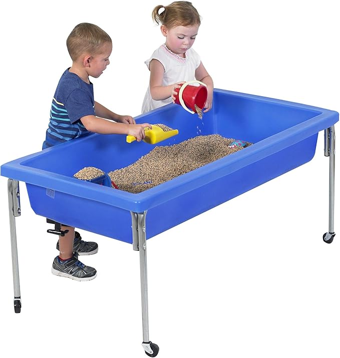 Children's Factory 24" Large Sensory Table, Sandbox with Lid, Water Table for Kids, Blue