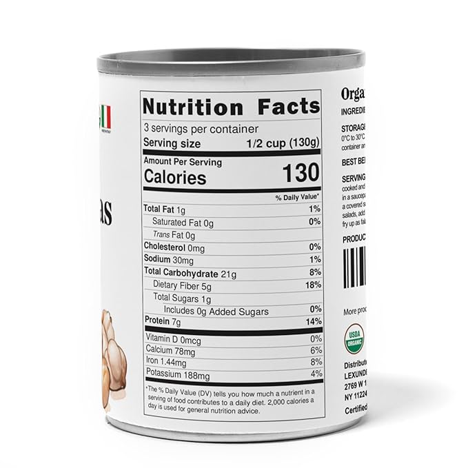 Food to Live Organic Canned Chickpeas, 14 oz (Pack of 8) - Unsalted Non-GMO Garbanzo Beans. Vegan. USDA Certified Organic. Good Source of Fiber and Protein. Wholesale. Made in Italy