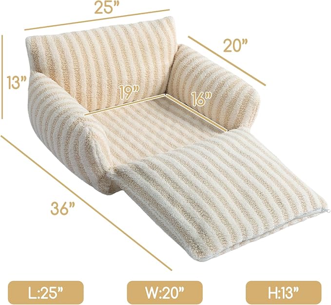 Hollypet Cat Bed Fluffy Plush Mutifuctional Double-Layer Soft Pet Couch Orthopedic Sofa Nest Beds for Small Cats and Dogs, Beige (25x20x13 inch)