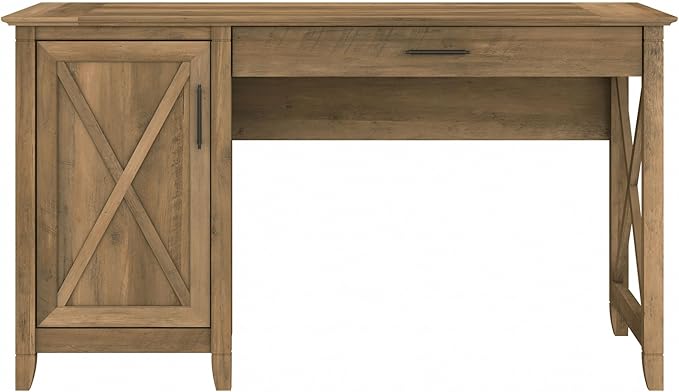 Bush Furniture Key West Computer Desk with Storage Farmhouse PC Table for Home Office in Reclaimed Pine 54W x 24D
