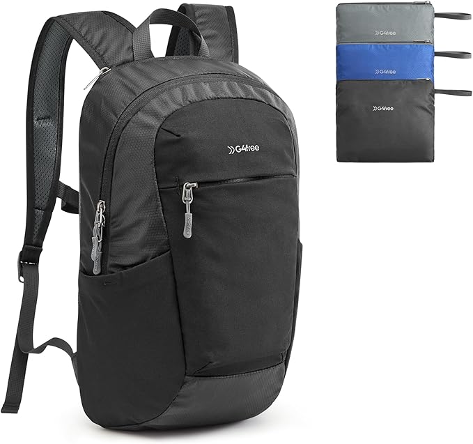 G4Free Packable Hiking Backpack 20L Lightweight Foldable Travel Daypack with Thickened Back Panel for Men Women(Black)