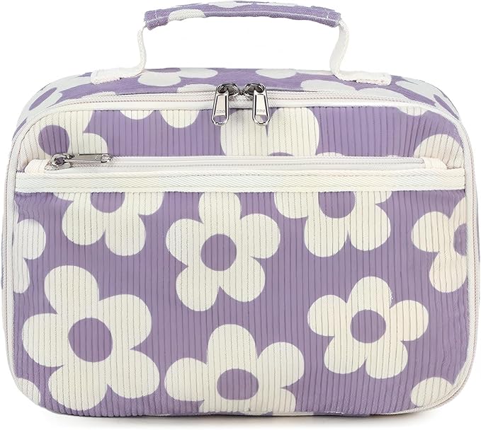 Bluboon Kids Girls Lunch Bag Insulated Lunch Box for school Corduroy Lunch Cooler Organizer School Kids Lunch Tote