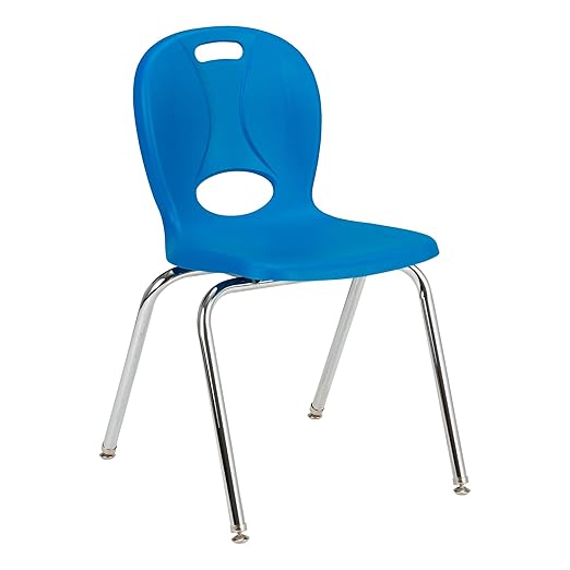 Learniture Structure Series Stacking School Chairs with Contoured Seats, Heavy-Duty Plastic Stacking Classroom Chairs, 18"H, Set of 4